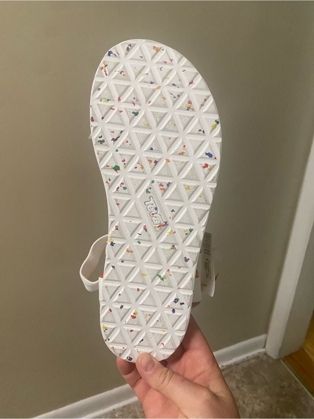 Teva White Sandals with Rainbow Webbing Detail - Picture 5 of 5